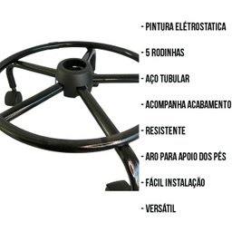 Base Estrela De Aço C/ Aro Para Cadeira Caixa - 3