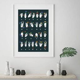 Quadro Alfabeto Manual Libras - 60x48cm:madeira Preta - 2