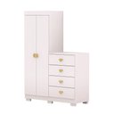 Ver imagem 1 de Roupeiro Cômoda 2 Portas 4 gavetas Cristal - Branco/ Camarim Flex Vila Rica