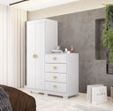 Ver imagem 3 de Roupeiro Cômoda 2 Portas 4 gavetas Cristal - Branco/ Camarim Flex Vila Rica