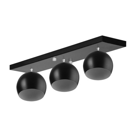 Lustre Plafon Bola 15 cm Retangular Triplo Preto