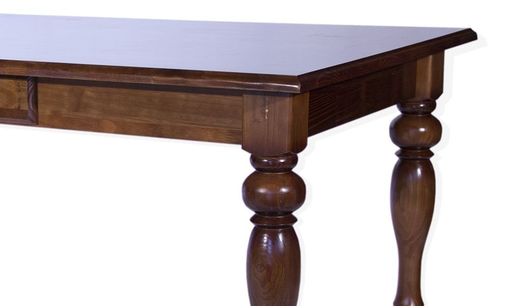 Mesa de Jantar Wood com Gaveta e Pés Torneados:comp 140 X Alt 80 X Larg 80/marrom - 2