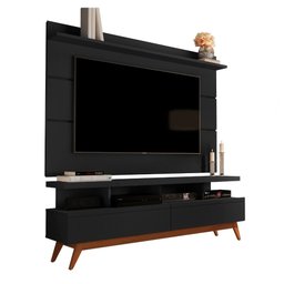 Rack com Painel para TV 65" Sala Vivare Wood 1,60 Giga Móveis:Preto - 5