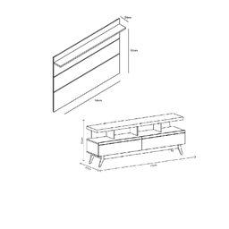 Rack com Painel para TV 65" Sala Vivare Wood 1,60 Giga Móveis:Preto - 4