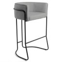 Ver imagem 3 de Kit 3 Banquetas Decorativas Base Aço Preto Betina C-416 Linho Cinza Claro - Domi
