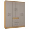 Guarda Roupa Milão 6 Portas 2 Gavetas Casal Poquema Cor Damasco Off White - 1