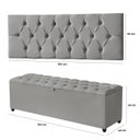 Ver imagem 3 de Cabeceira Queen Paris Estofada Painel com Recamier Baú 150cm para Cama Box Cinza - Arkell