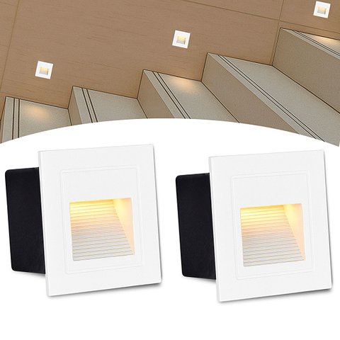2 Balizador Externo de Embutir Branco Quadrado Led 3w Branco Quente Zan08