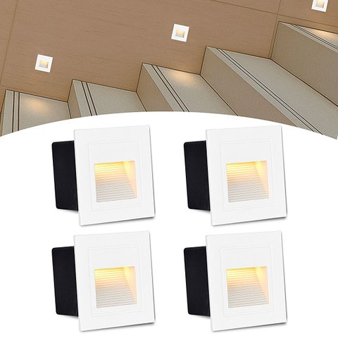 4 Balizador Led 3w Embutir Quadrado Branco Quente Zan08