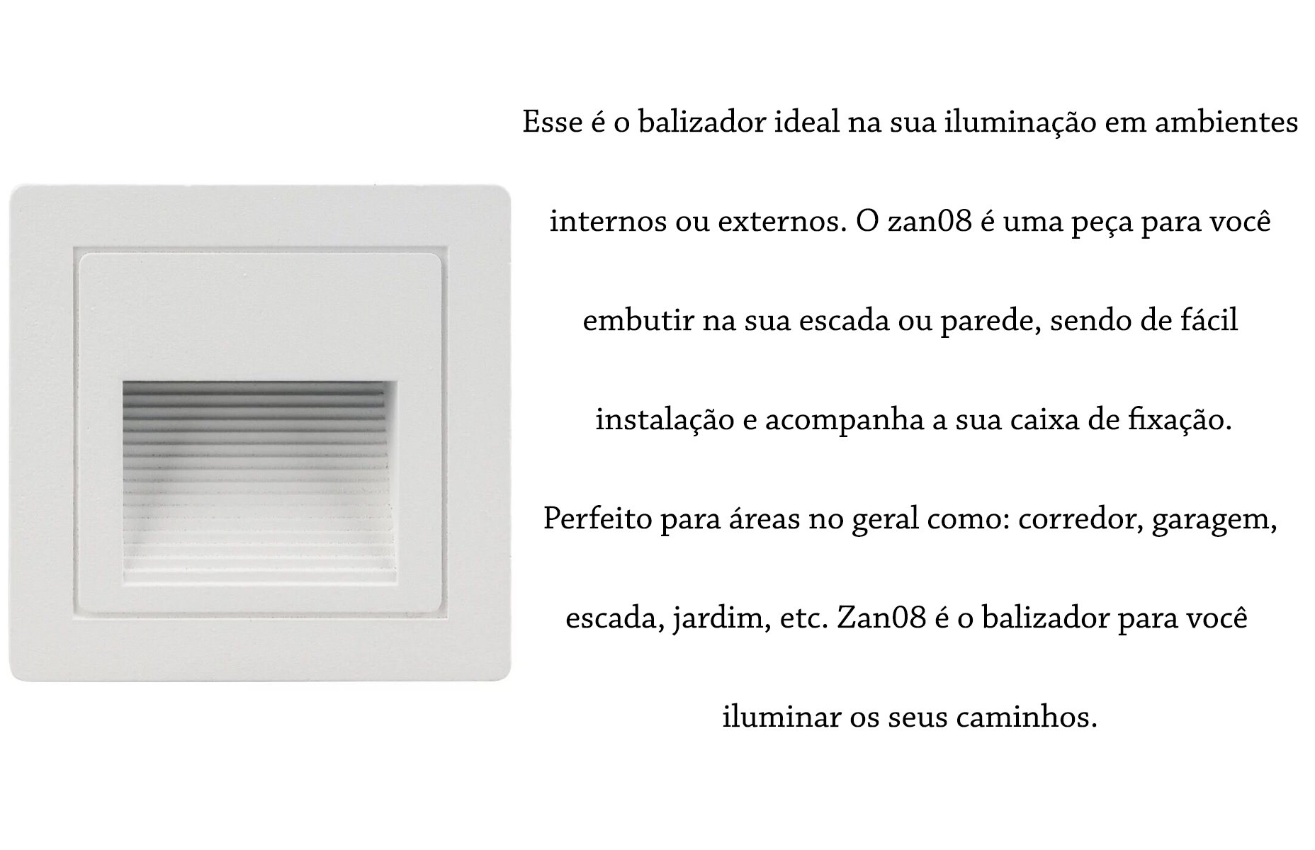 5 Balizador Embutir Quadrado Led 3w Branco Quente Externo Zan08 - 8