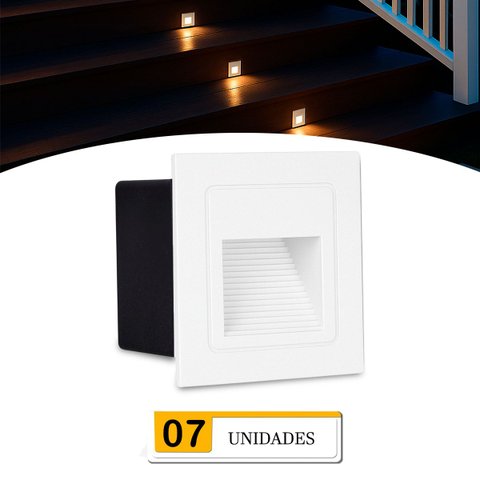 7 Luminária Balizador de Embutir Externo Branco Led 3000k Zan08