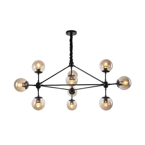 Lustre Pendente Jabuticaba Preto Bola Molecular Âmbar Moderno Sala Quarto Salão Inl81