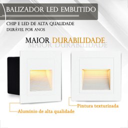 8 Balizador Parede de Embutir Led 3w Branco Quente Externo Zan08 - 2