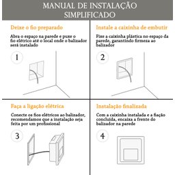 8 Balizador Parede de Embutir Led 3w Branco Quente Externo Zan08 - 8