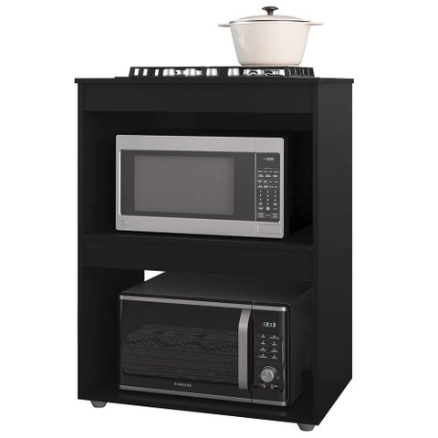 Balcão para Cooktop e Forno Microondas 75cm Adriana Preto - Ajl Móveis