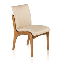 Cadeira de Jantar Estofada Lisboa 90 x 52 Cm Madeira Maciça Imbuia Linho Bege M58 - RMI - 1