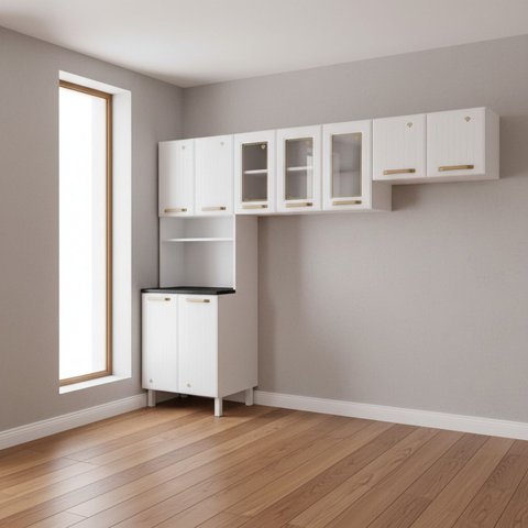 Cozinha Compacta com Torre Quente 245cm 3 Peças Diamante New Telasul
