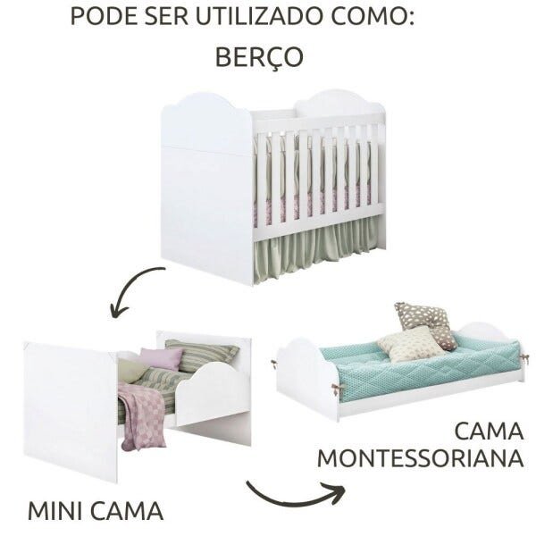 Berço Mini Cama Certificado Pelo Inmetro Yupi 70 M08 Branco Acetinado - 5