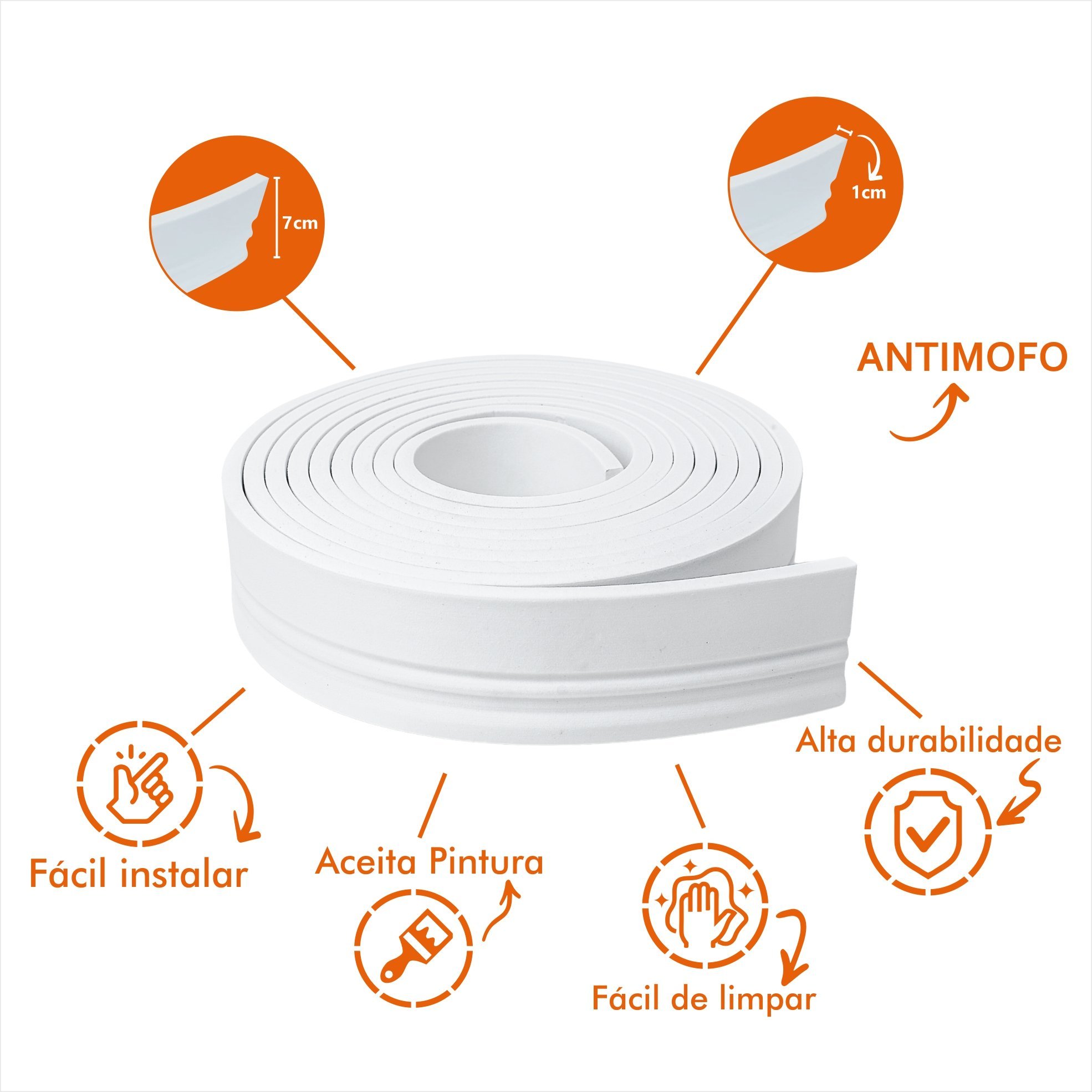 Roda Teto Moldura Eva Autocolante Flexível 7x1cm - 50 metros - 3