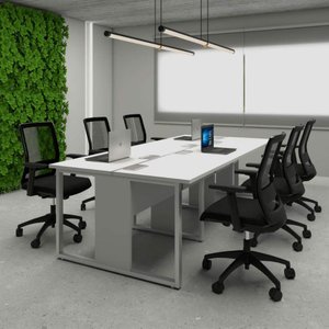 Plataforma de Trabalho 6 Pessoas 360cm X 120cm Pé Metal F5 Cor:cinza