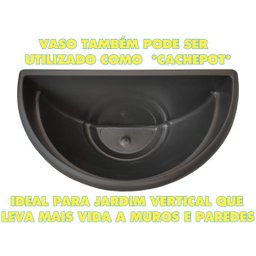 VASO MEIA LUA JARDIM VERTICAL SUSPENSO PRETO MINI 50 UND - 4