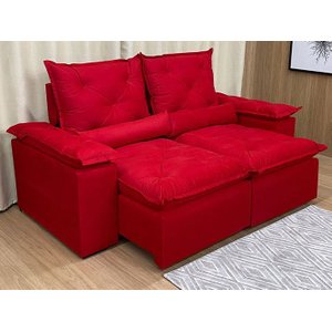 Sofá 3 Lugares Retrátil e Reclinável 2,00 Metros Alpoim Estofados Vermelho 203 Athenas