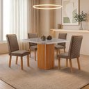 Ver imagem 2 de Mesa de Jantar Eloise 90cm Tampo Mdf Vidro Canto Copo com 4 Cadeiras Lira