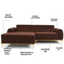 Ver imagem 3 de Sofá 3,50M 6 Lugares com Chaise Esquerdo Pés Gold Molino B-276 Veludo Terra - Domi