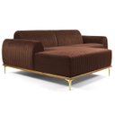 Ver imagem 1 de Sofá 3,50M 6 Lugares com Chaise Esquerdo Pés Gold Molino B-276 Veludo Terra - Domi