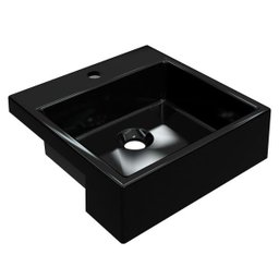 Cuba Pia Semi Encaixe para Banheiro Quadrada Kuad 355 C08 Preto - Mpozenato - 1