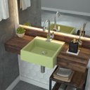 Ver imagem 2 de Cuba Pia Semi Encaixe para Banheiro Quadrada Kuad 355 C08 Verde Acqua - Mpozenato