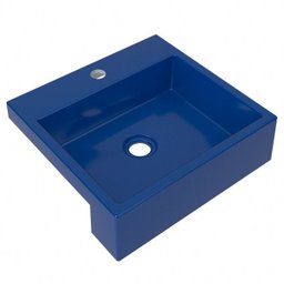 Cuba Pia Semi Encaixe para Banheiro Quadrada Kuad 395 C08 Azul Escuro - Mpozenato - 1