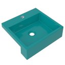 Ver imagem 1 de Cuba Pia Semi Encaixe para Banheiro Quadrada Kuad 395 C08 Azul Turquesa - Mpozenato