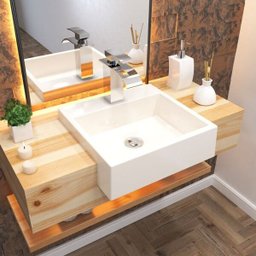 Cuba Pia Semi Encaixe para Banheiro Quadrada Kuad 395 C08 Bege - Mpozenato - 2