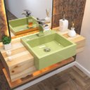 Ver imagem 2 de Cuba Pia Semi Encaixe para Banheiro Quadrada Kuad 395 C08 Verde Acqua - Mpozenato