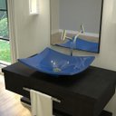 Ver imagem 2 de Cuba Pia de Apoio para Banheiro Retangular Folha Bari F44W C08 Azul Escuro - Mpozenato