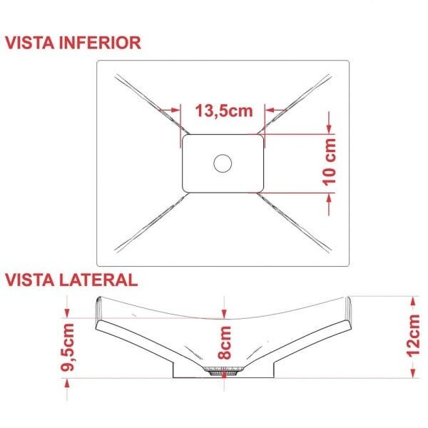 Cuba Pia de Apoio para Banheiro Retangular Folha Bari F44W C08 Preto - Mpozenato - 5
