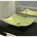 Ver imagem 3 de Cuba Pia de Apoio para Banheiro Retangular Folha Bari F44W C08 Verde Acqua - Mpozenato