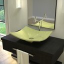 Ver imagem 2 de Cuba Pia de Apoio para Banheiro Retangular Folha Bari F44W C08 Verde Acqua - Mpozenato