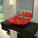 Ver imagem 2 de Cuba Pia de Apoio para Banheiro Retangular Folha Bari F44W C08 Vermelho - Mpozenato