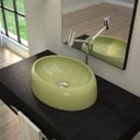 Ver imagem 2 de Cuba Pia de Apoio para Banheiro Oval Capri OV39W C08 Verde Acqua - Mpozenato