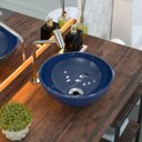 Ver imagem 2 de Cuba Pia de Apoio para Banheiro Redonda Bowl 30 C08 Azul Escuro - Mpozenato