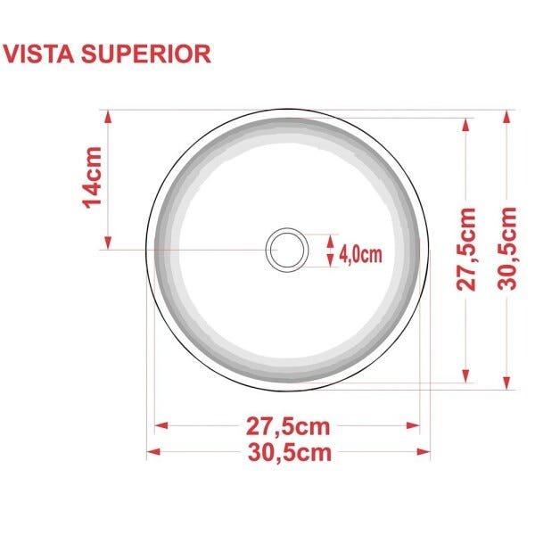 Cuba Pia de Apoio para Banheiro Redonda Bowl 30 C08 Branco - Mpozenato - 3