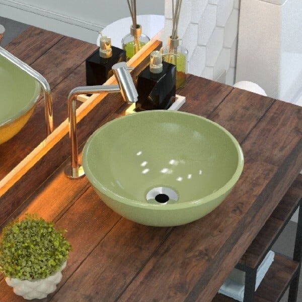 Cuba Pia de Apoio para Banheiro Redonda Bowl 30 C08 Verde Acqua - Mpozenato - 2