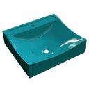 Ver imagem 1 de Cuba Pia De Apoio Para Banheiro Quadrada Lunna Q44 Azul Turquesa C08 - Mpozenato