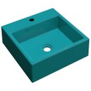 Ver imagem 1 de Cuba Pia De Apoio Para Banheiro Quadrada Q355W Azul Turquesa C08 - Mpozenato