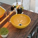 Ver imagem 2 de Cuba Pia de Apoio para Banheiro Redonda Bowl 35 C08 Amarelo - Mpozenato