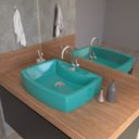 Ver imagem 2 de Cuba Pia De Apoio Para Banheiro Retangular Aria RT50 Azul Turquesa C08 - Mpozenato
