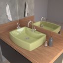Ver imagem 2 de Cuba Pia De Apoio Para Banheiro Retangular Aria RT50 Verde Acqua C08 - Mpozenato