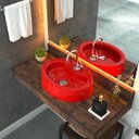 Ver imagem 2 de Cuba Pia de Apoio para Banheiro Oval Ox 43 C08 Vermelho - Mpozenato